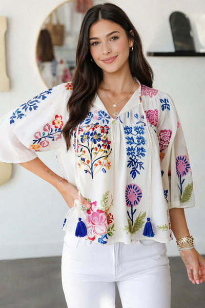 Bohemian Blossom Tassel Blouse