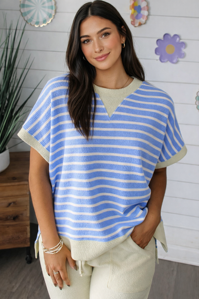Sky Stripe Waffle Knit Top