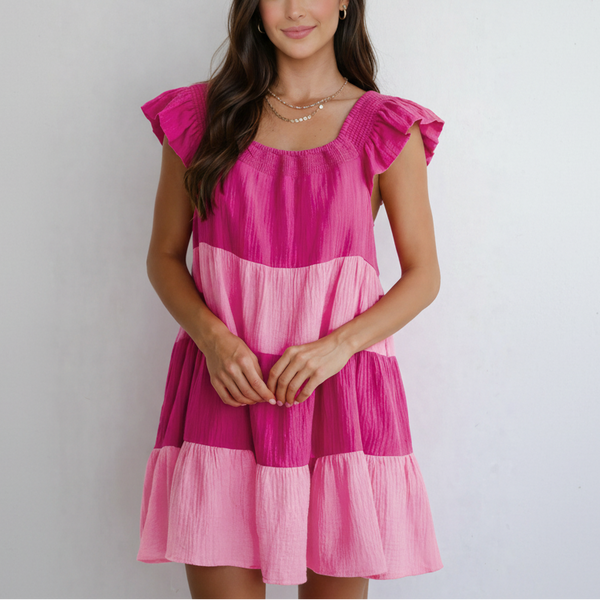Vivid Tiered Ruffle Mini Dress