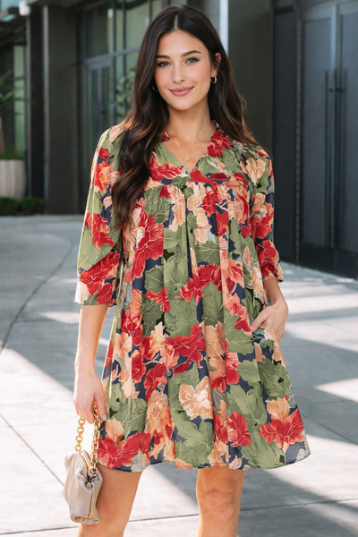 Botanical Bloom Ruffle Mini Dress