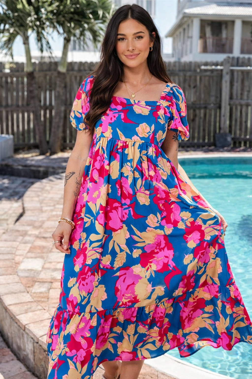 tropical off the shoulder dress Love Kuza Bloom Off-Shoulder Maxi Blue / XLarge (12-14) Robecca Bloody Bride 🖤🩸💜 j.crew lobster dress cruise or lunch Color:kelly-green