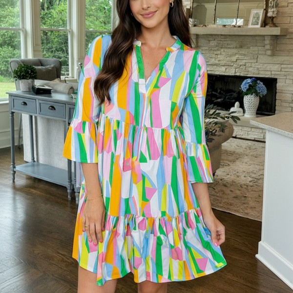 Prism Pulse Tiered Mini Dress