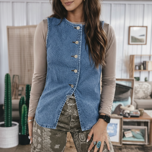 Indigo Heritage Snap Vest