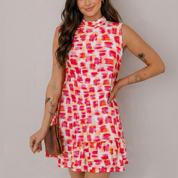 Sunset Strokes Ruffle Mini Dress