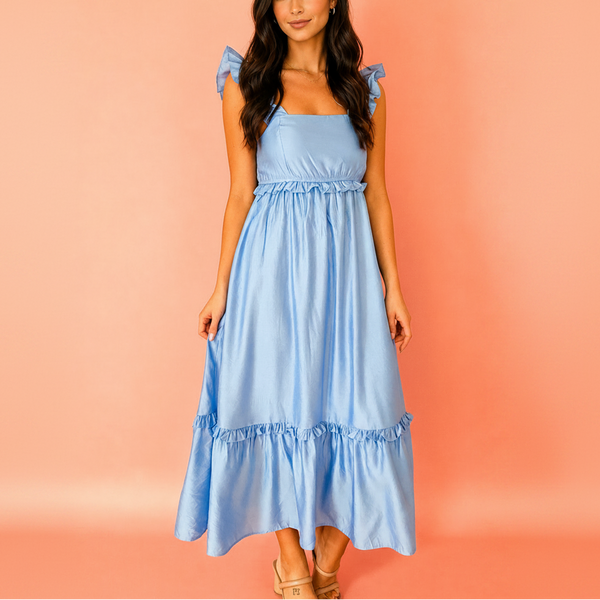 Bluebell Breeze Ruffle Midi Dress