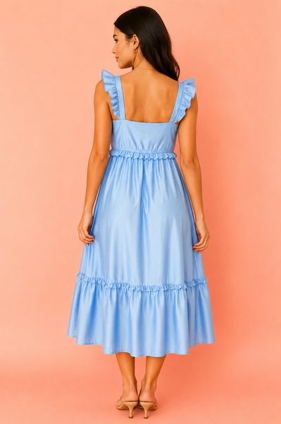 Bluebell Breeze Ruffle Midi Dress