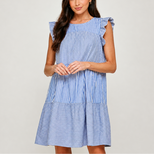 Seaside Stripe Ruffle Tier Dress
