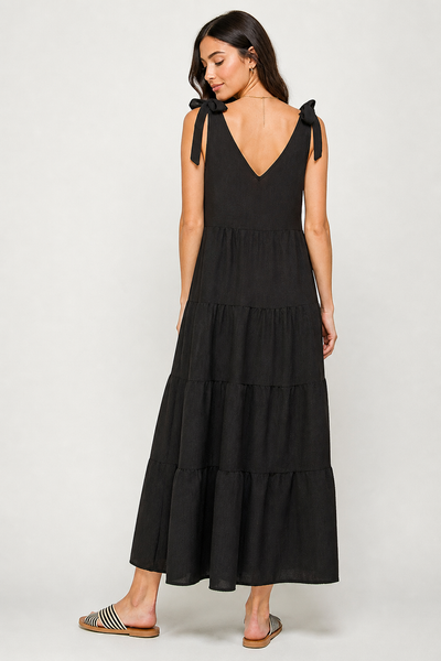 Vestido largo bohemio con hombros anudados