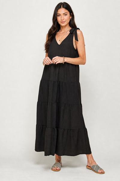 Vestido largo bohemio con hombros anudados