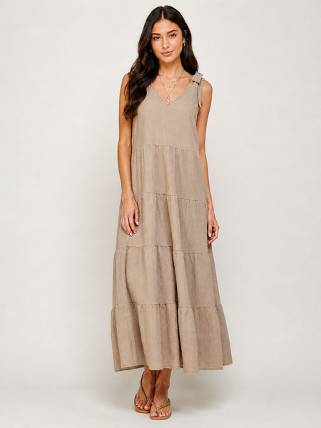 Vestido largo bohemio con hombros anudados