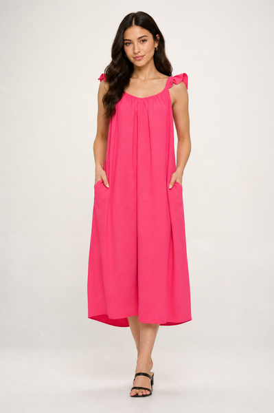Rosé Flutter Flow Midi Dress