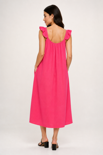Rosé Flutter Flow Midi Dress