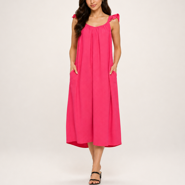 Rosé Flutter Flow Midi Dress