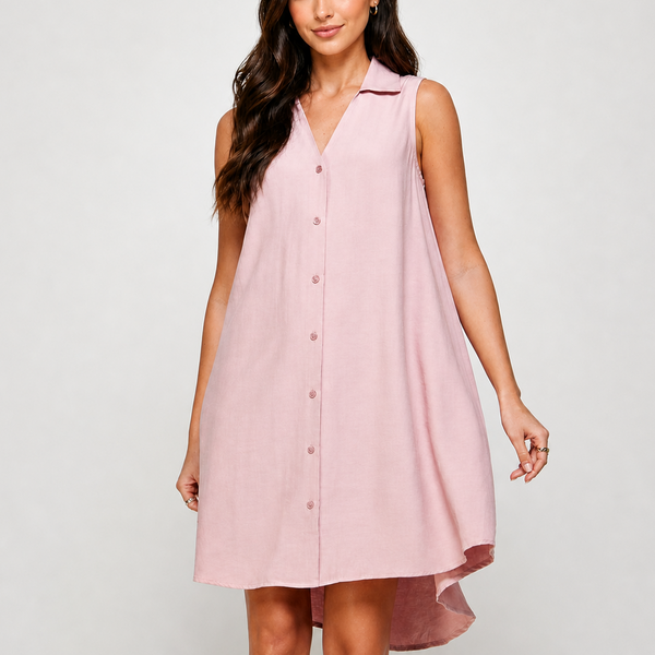 Blush Breeze Button-Down Shift Dress