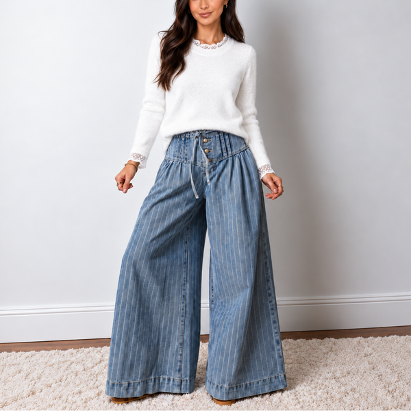 Blue Skies Stripe Wide Leg Jeans