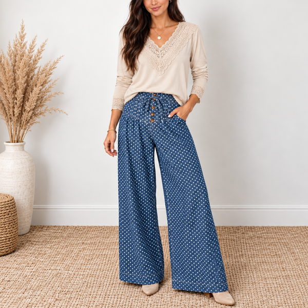 Dotty Blue Wide Leg Jeans