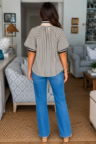 City Stripe Polo Blouse