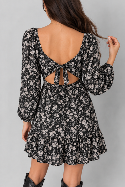 Midnight Floral Smocked Mini Dress