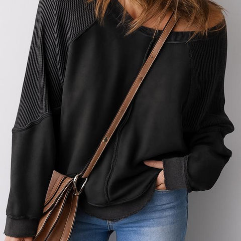 Laidback Contrast Waffle Knit Top