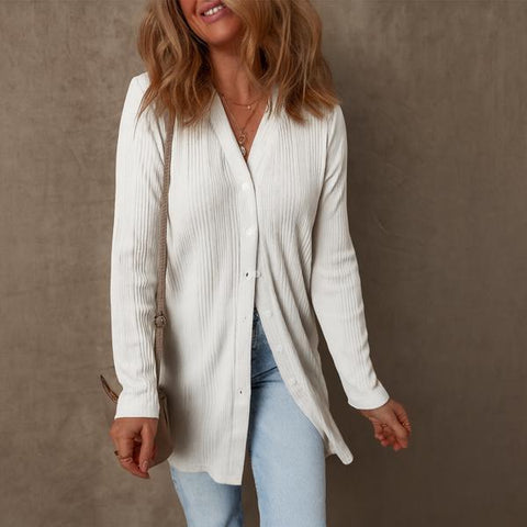 Frost Glow Ribbed Cardigan