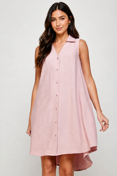 Blush Breeze Button-Down Shift Dress