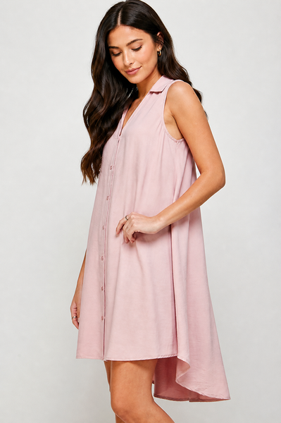 Blush Breeze Button-Down Shift Dress