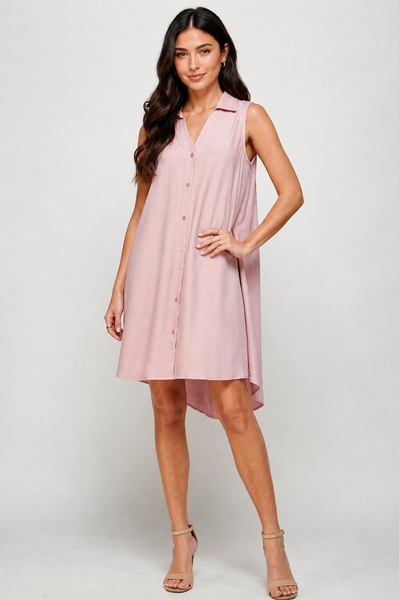 Blush Breeze Button-Down Shift Dress