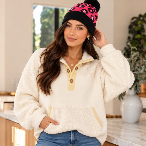 Wild Thing Leopard Pom Beanie