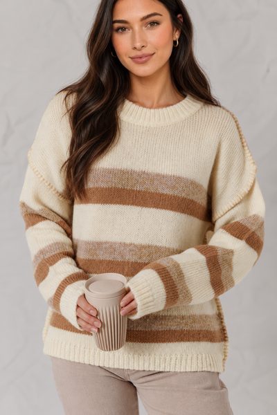 Caramel Drift Striped Sweater