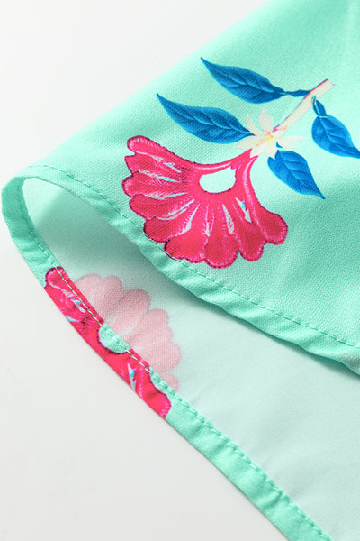 Turquoise Lotus Charm Midi Dress