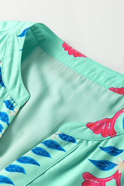 Turquoise Lotus Charm Midi Dress