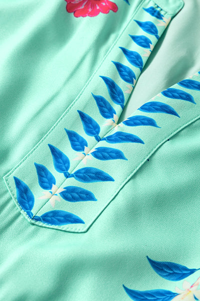 Turquoise Lotus Charm Midi Dress