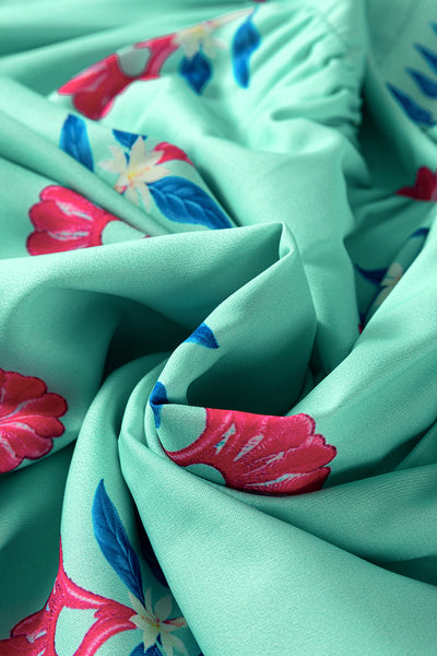 Turquoise Lotus Charm Midi Dress