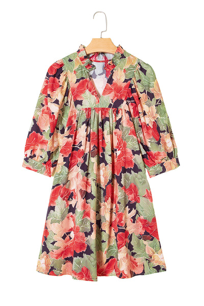 Botanical Bloom Ruffle Mini Dress