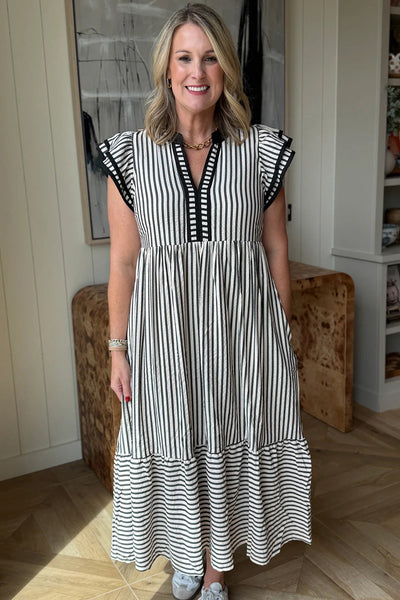 Breton Ruffle Breeze Midi Dress