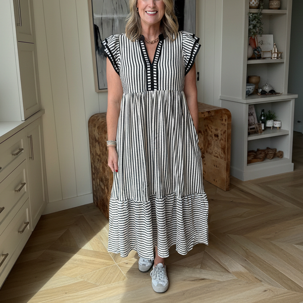 Breton Ruffle Breeze Midi Dress