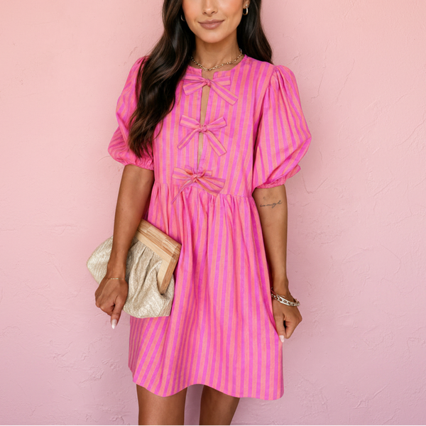 Pink Lemonade Bow Babydoll Dress