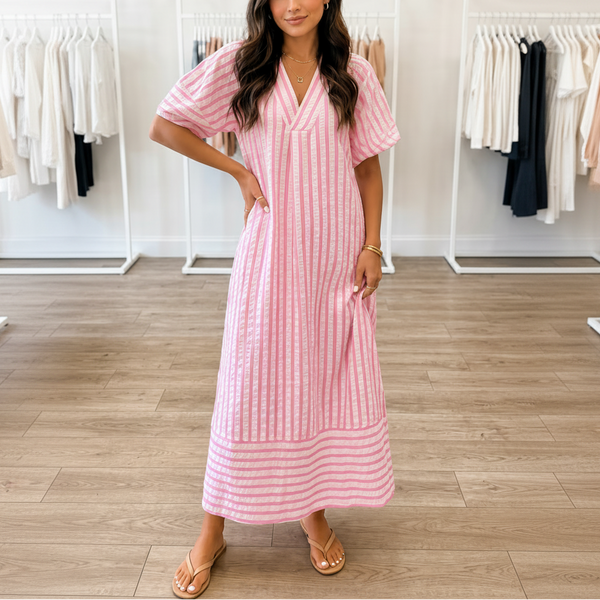 Pink Sugar Seersucker Maxi Dress