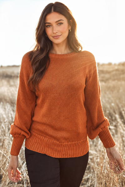 Autumn Ribbon-Back Knit Sweater