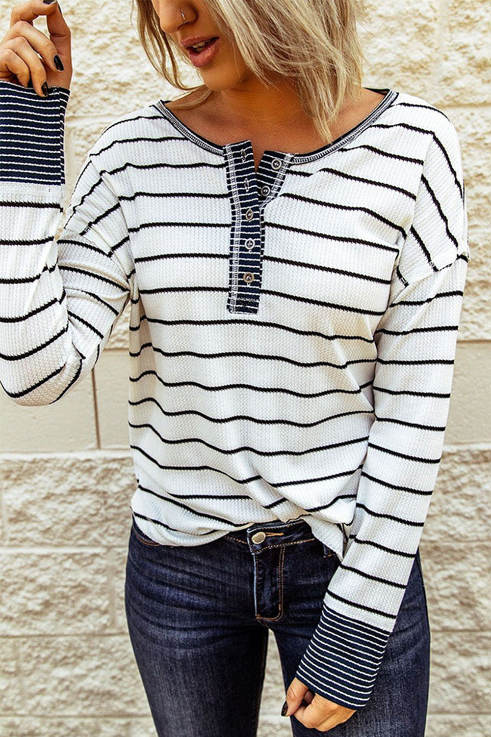 Weekend Stripe Henley Top
