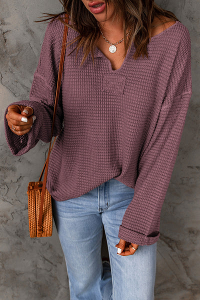 Mauve Bliss Waffle Knit Top