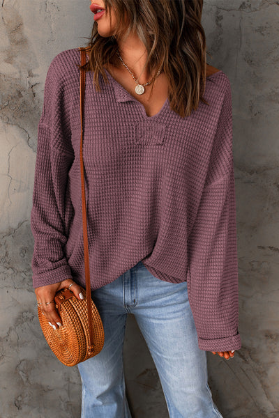Mauve Bliss Waffle Knit Top