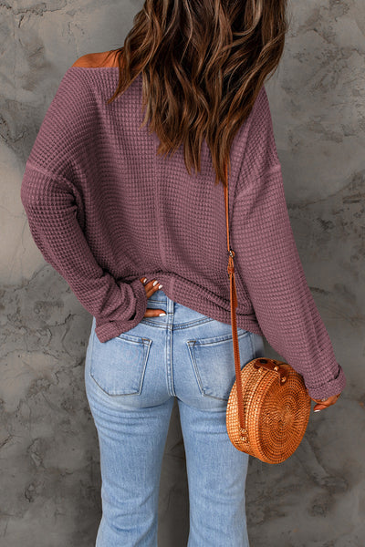 Mauve Bliss Waffle Knit Top