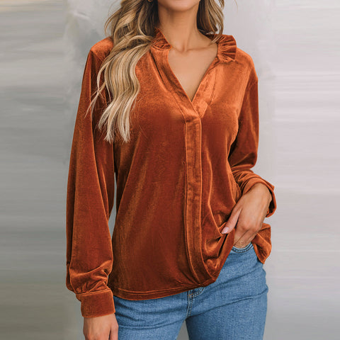 Velvet Charm Ruffle Blouse