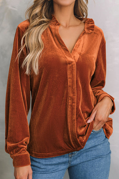 Velvet Charm Ruffle Blouse