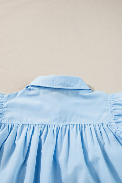Baby Blue Ric-Rac Ruffle Blouse