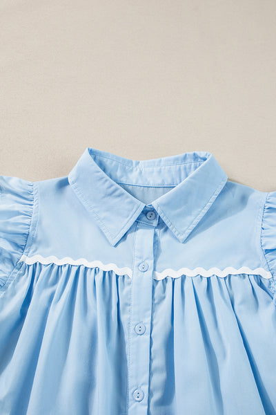 Baby Blue Ric-Rac Ruffle Blouse