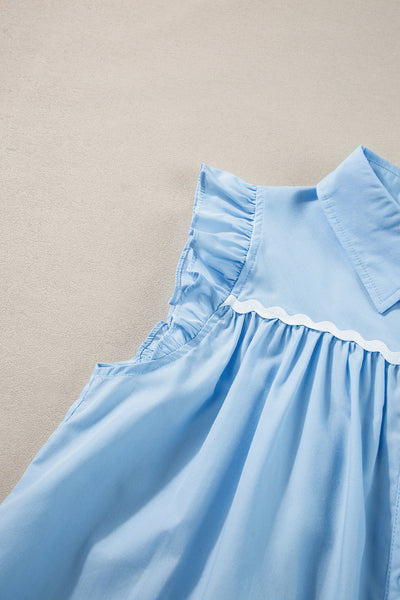 Baby Blue Ric-Rac Ruffle Blouse