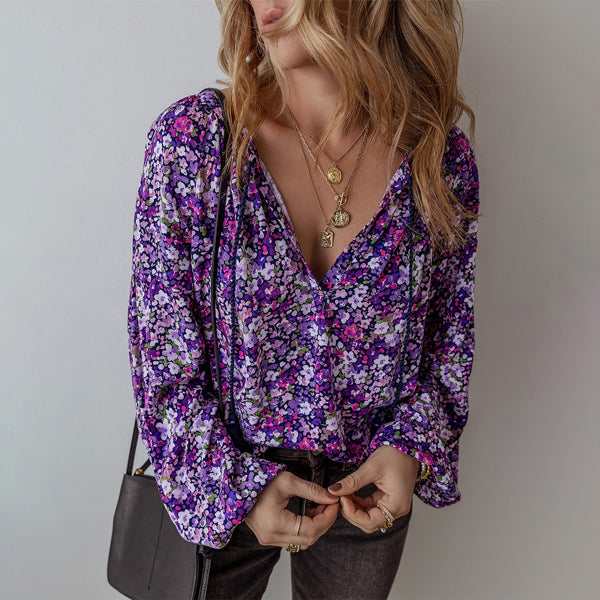 Violet Bloom Tassel Blouse