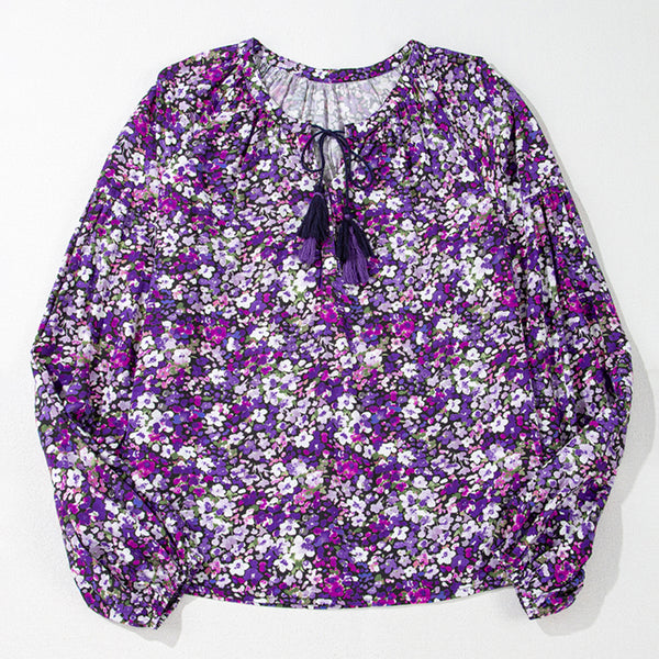 Violet Bloom Tassel Blouse
